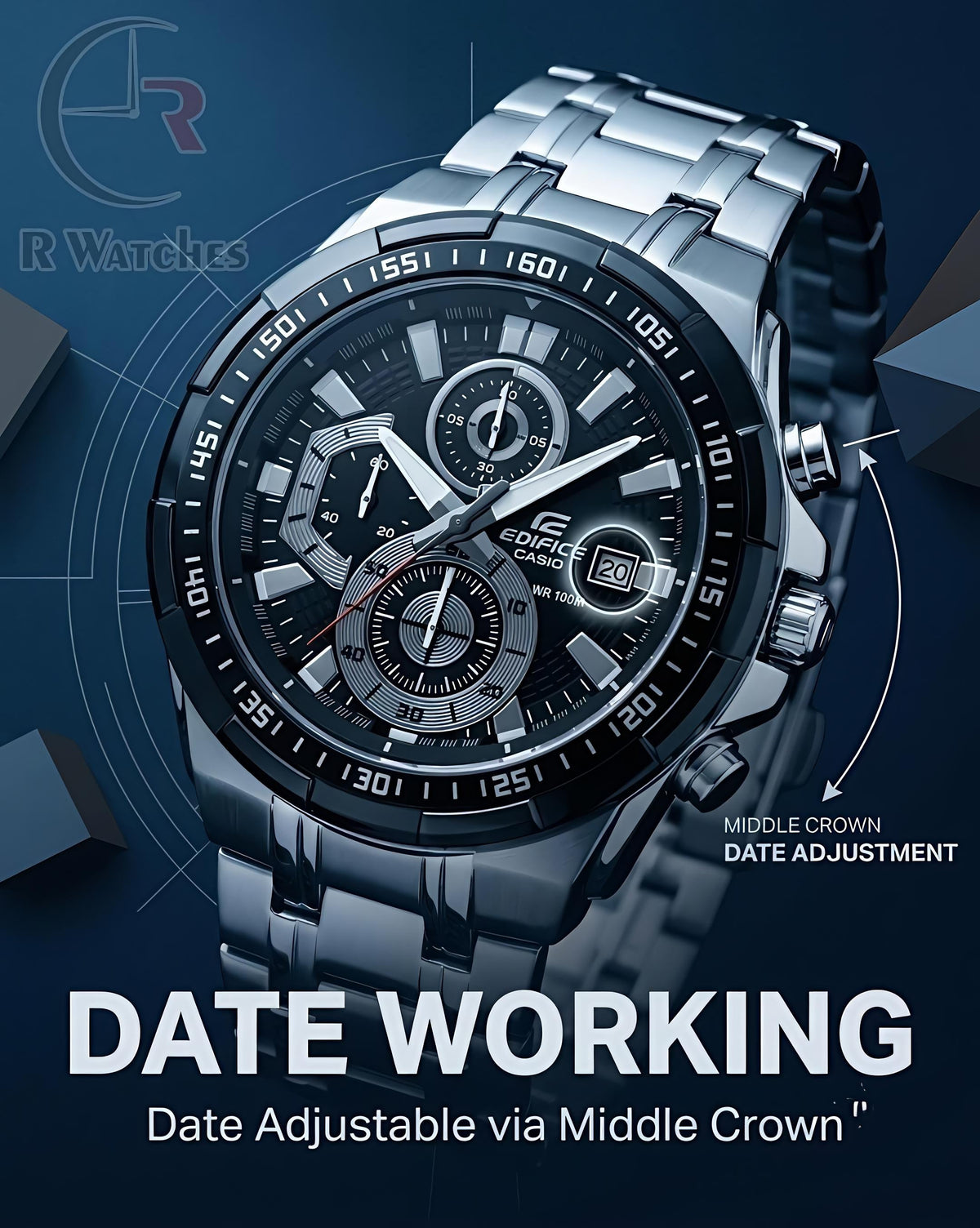 Edifice Silver Black โ Premium Luxury Chronograph Watch