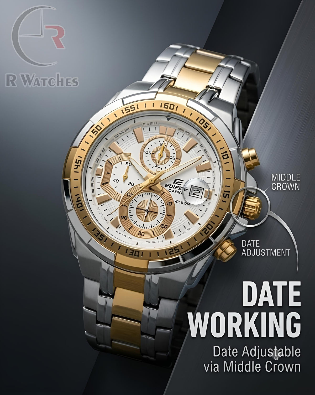 Edifice Dual White โ Premium Luxury Chronograph Watch