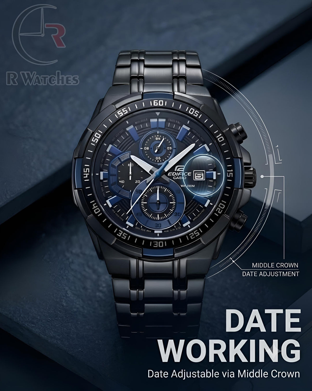 Edifice Black Blue โ Premium Luxury Chronograph Watch