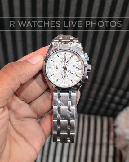 Tissot Silver White – Premium Luxury Chronograph Watch (6 Month Warrenty)