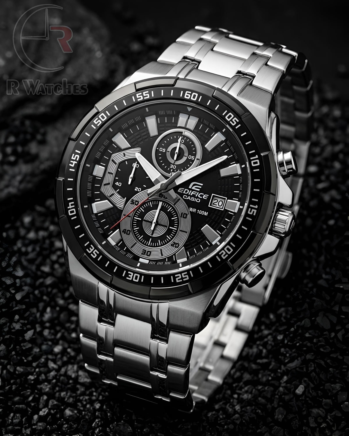(OS26)⭐ Casio Edifice silver black