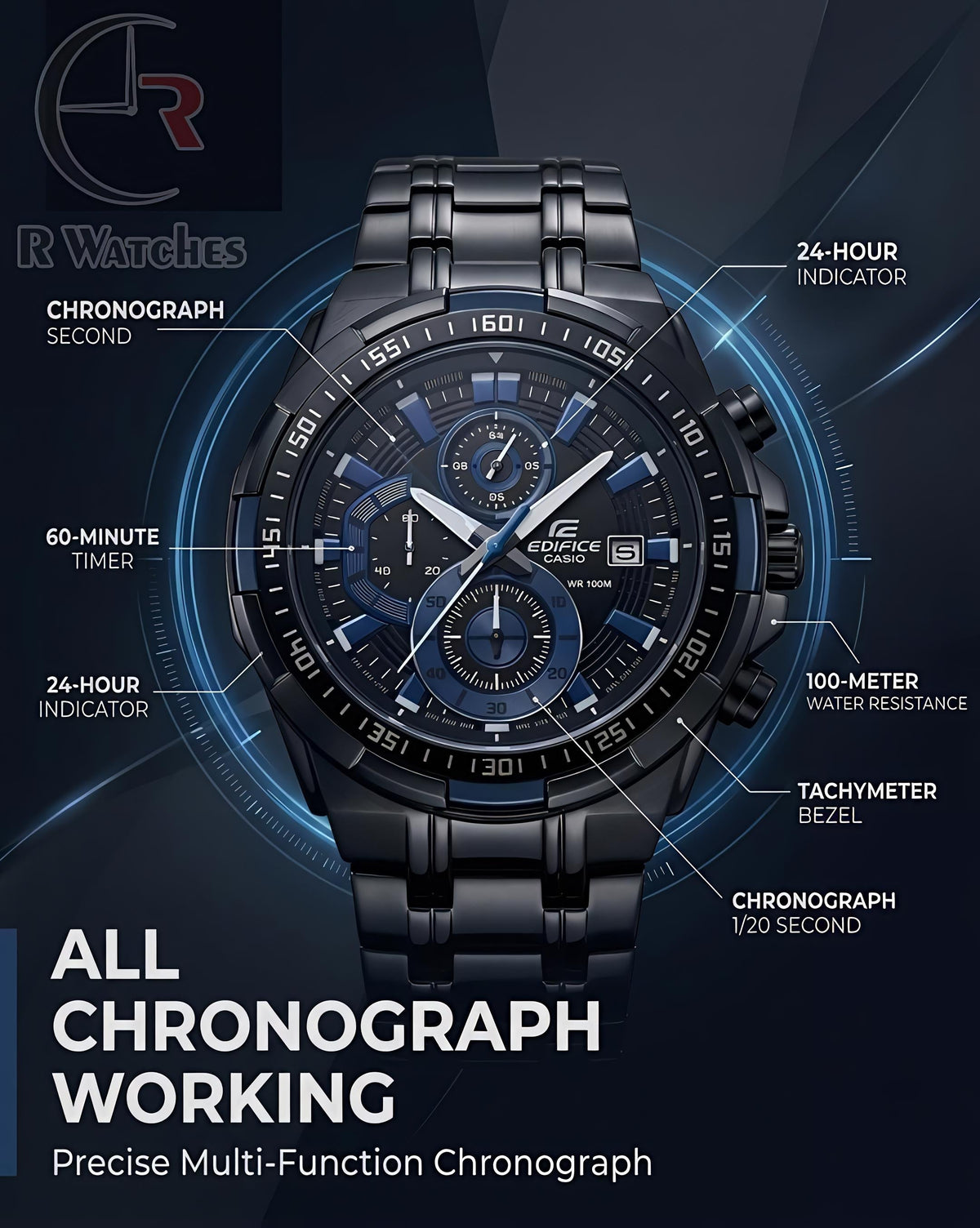 Edifice Black Blue – Premium Luxury Chronograph Watch