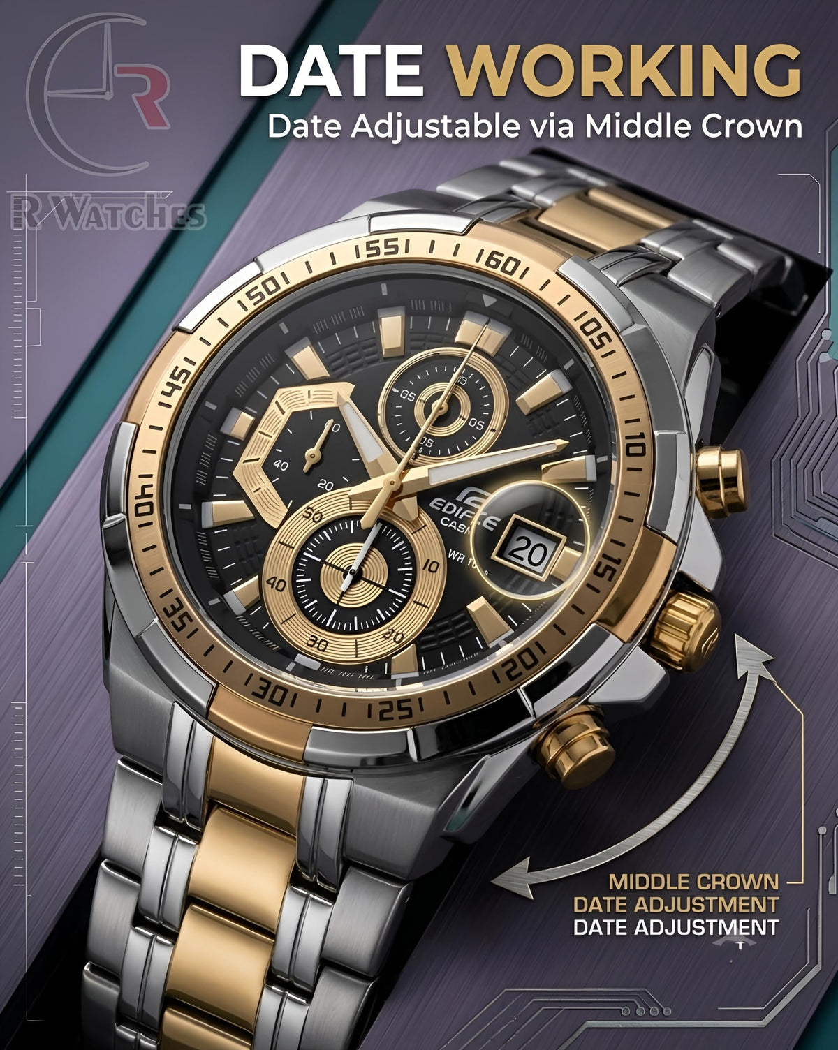 Edifice Dual Black – Premium Luxury Chronograph Watch