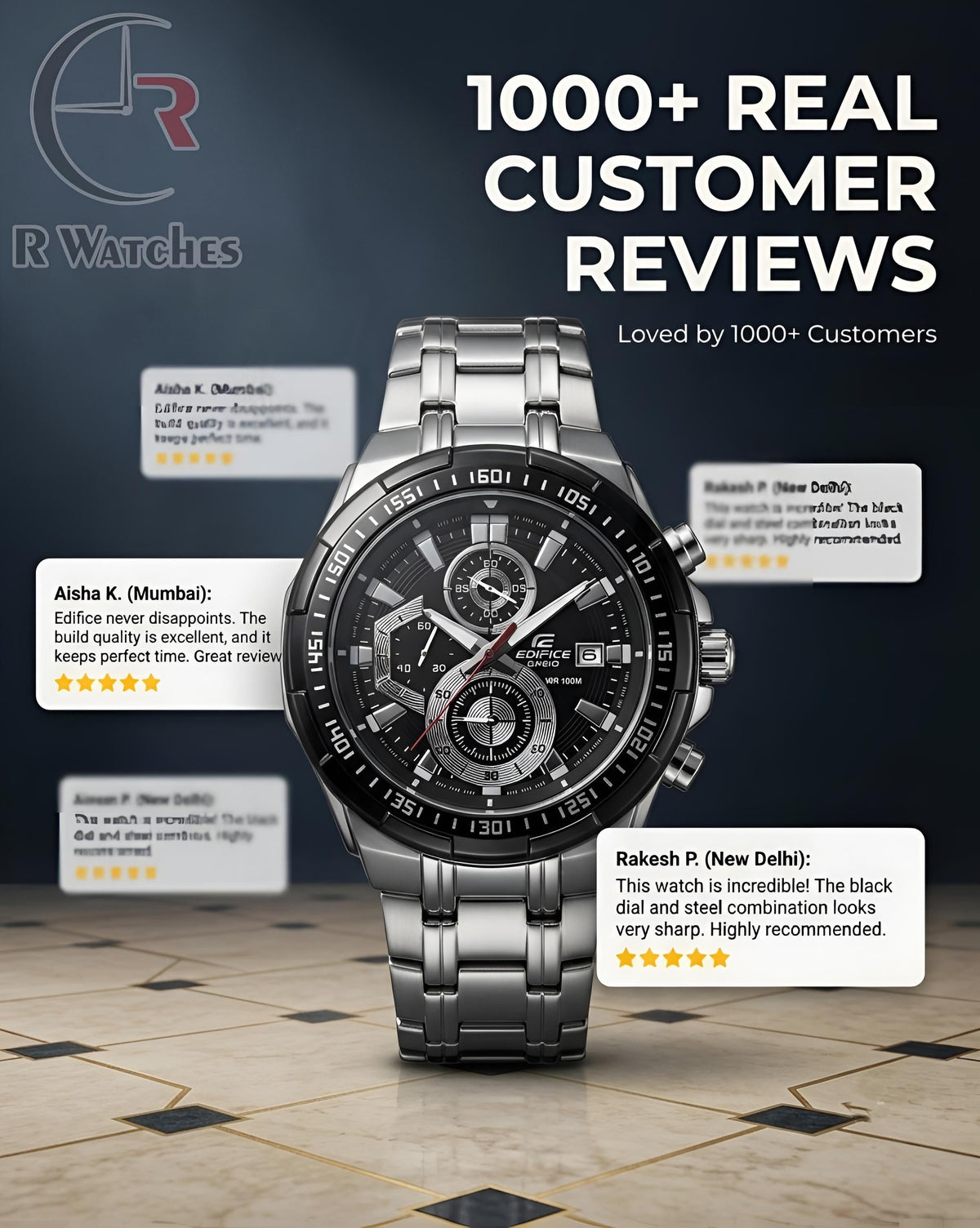 Edifice Silver Black – Premium Luxury Chronograph Watch