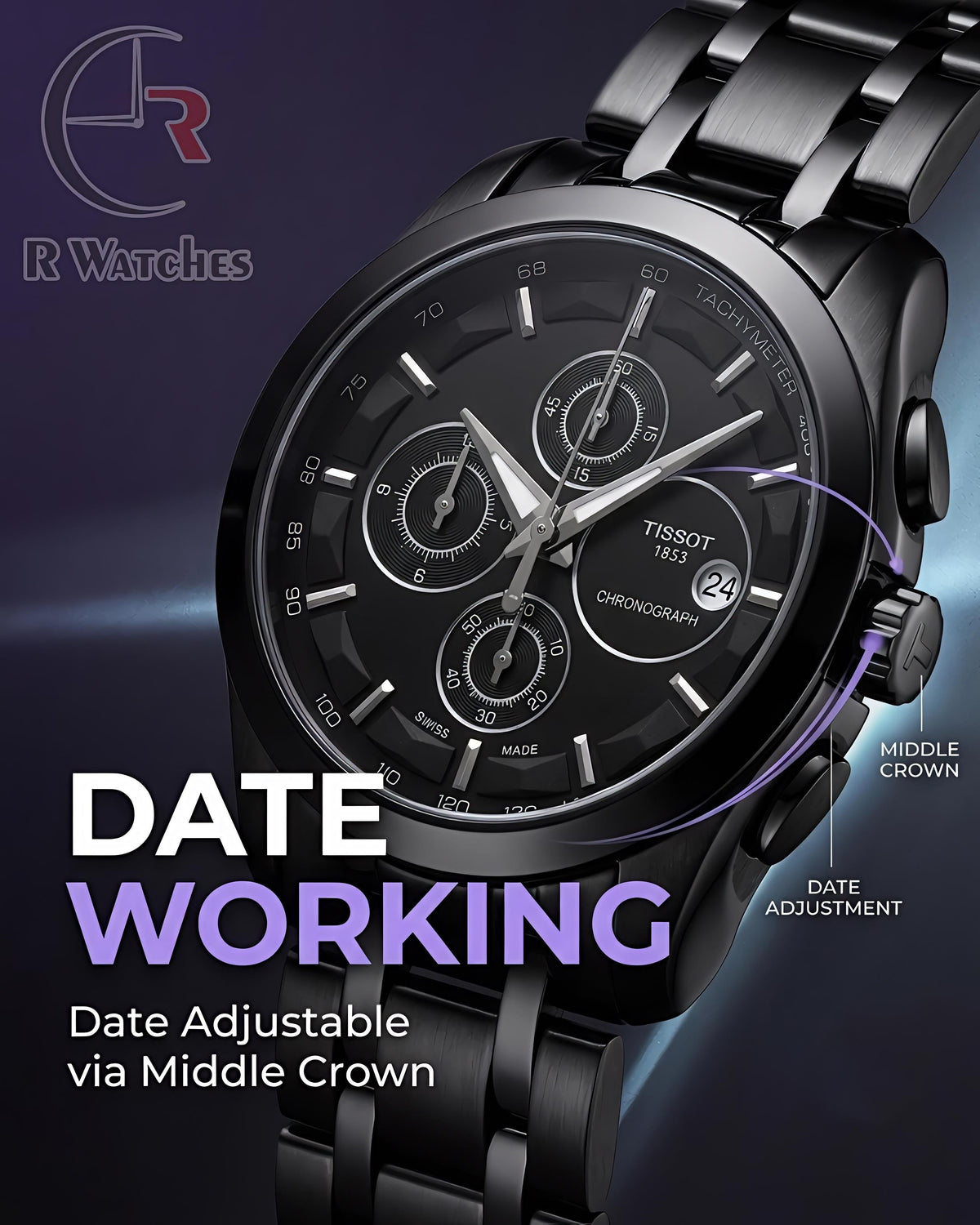 Tissot Full Black – Premium Luxury Chronograph Watch (6 Month Warrenty)