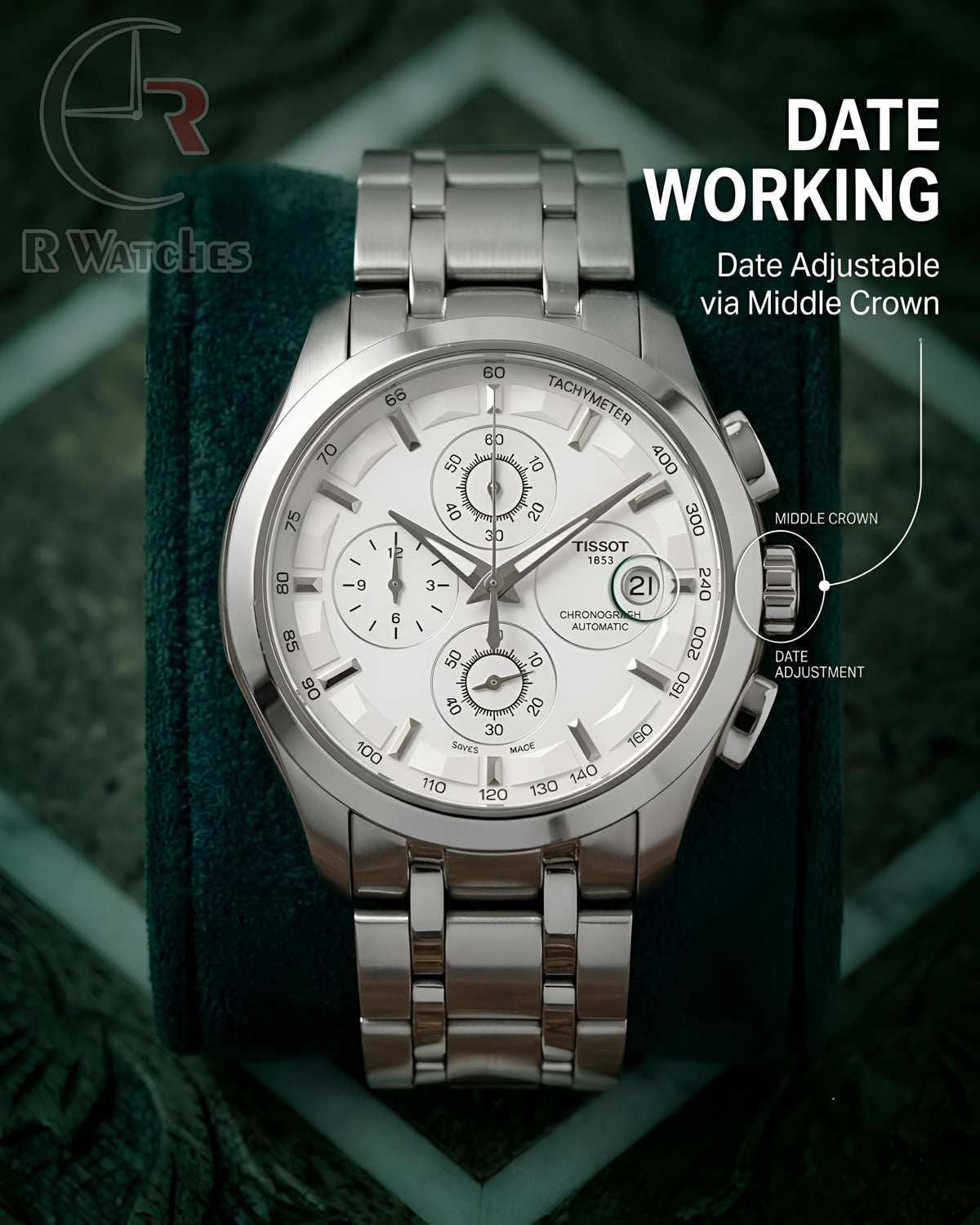 Tissot Silver White – Premium Luxury Chronograph Watch (6 Month Warrenty)