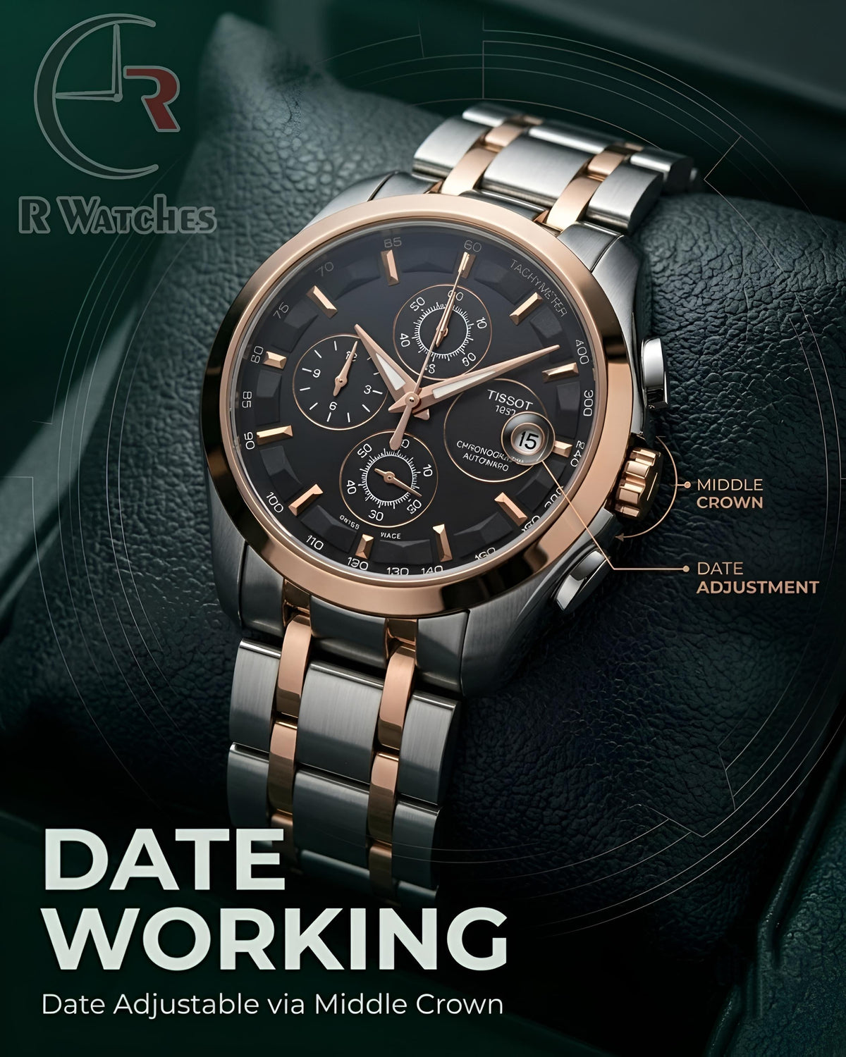 Tissot Dual Tone Black – Premium Luxury Chronograph Watch (6 Month Warrenty)