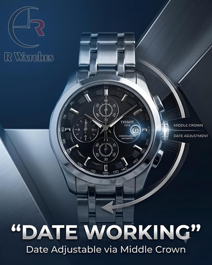 Tissot Silver Black – Premium Luxury Chronograph Watch (6 Month Warrenty)