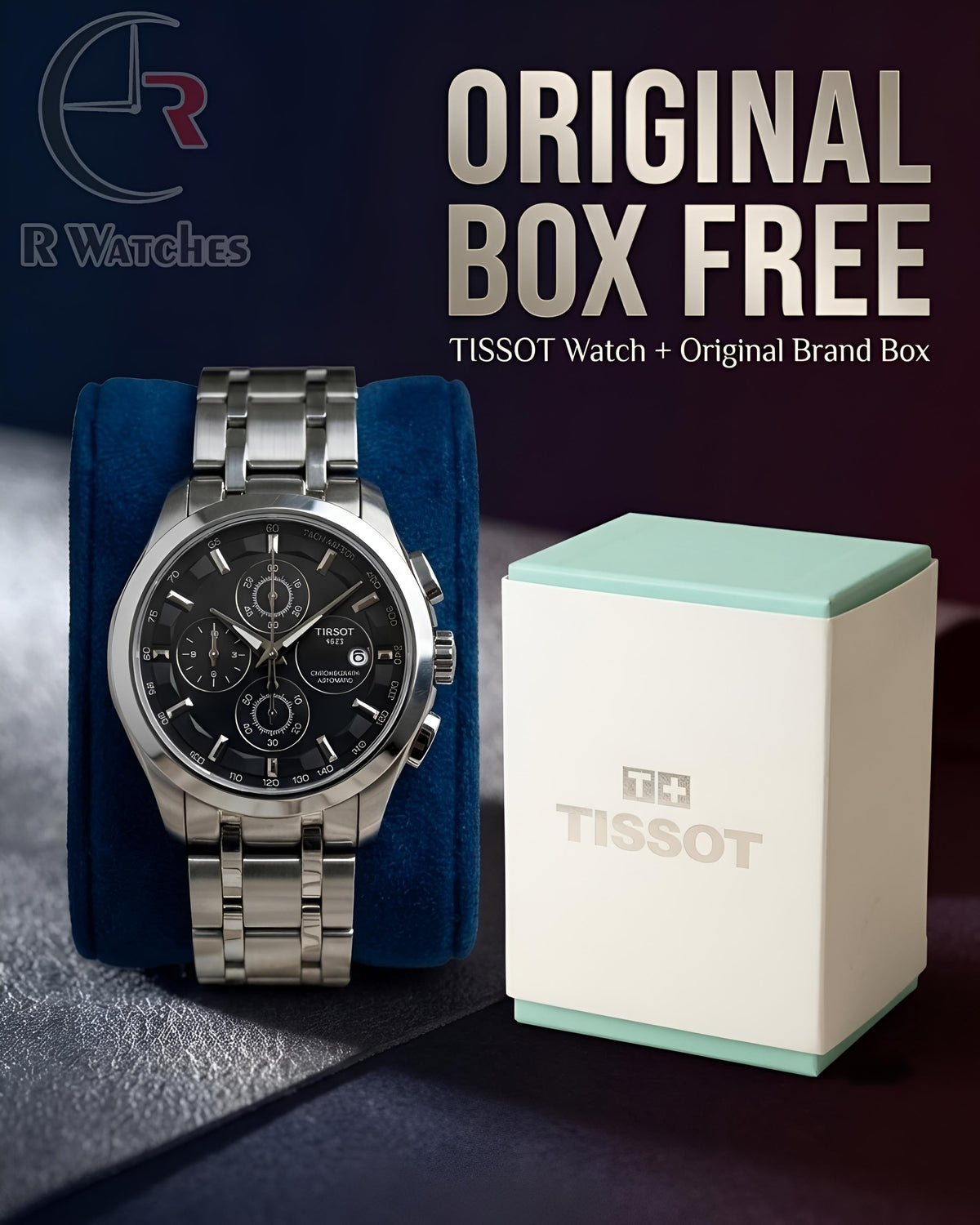 Tissot Silver Black – Premium Luxury Chronograph Watch (6 Month Warrenty)