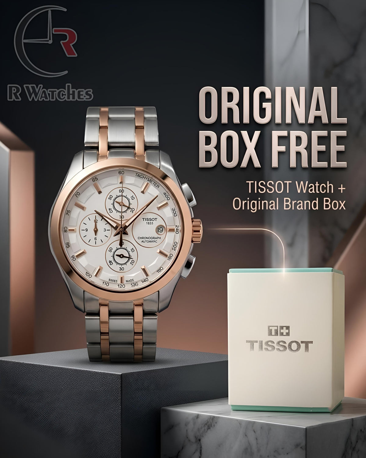 Tissot Dual Tone White – Premium Luxury Chronograph Watch (6 Month Warrenty)