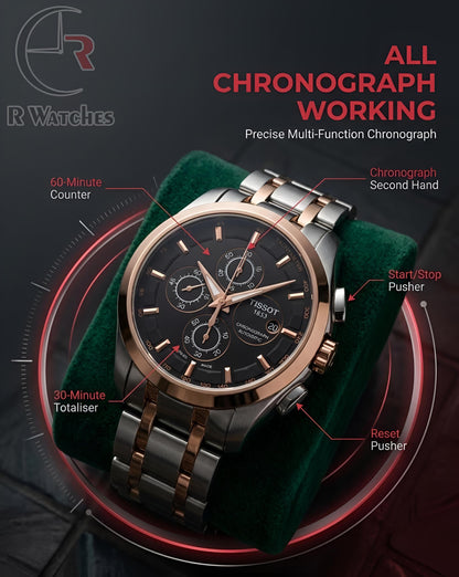 Tissot Dual Tone Black – Premium Luxury Chronograph Watch (6 Month Warrenty)