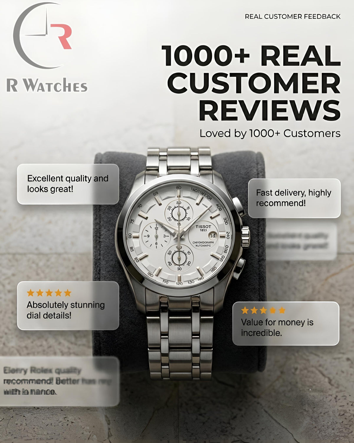 Tissot Silver White – Premium Luxury Chronograph Watch (6 Month Warrenty)