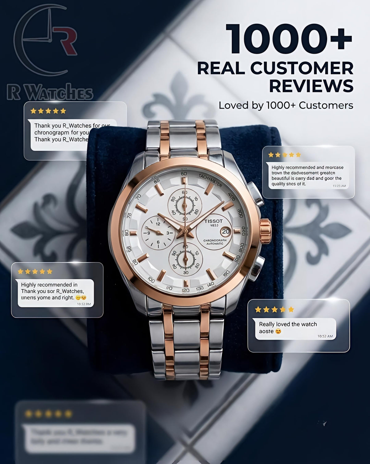 Tissot Dual Tone White – Premium Luxury Chronograph Watch (6 Month Warrenty)