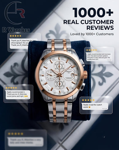 Tissot Dual Tone White – Premium Luxury Chronograph Watch (6 Month Warrenty)