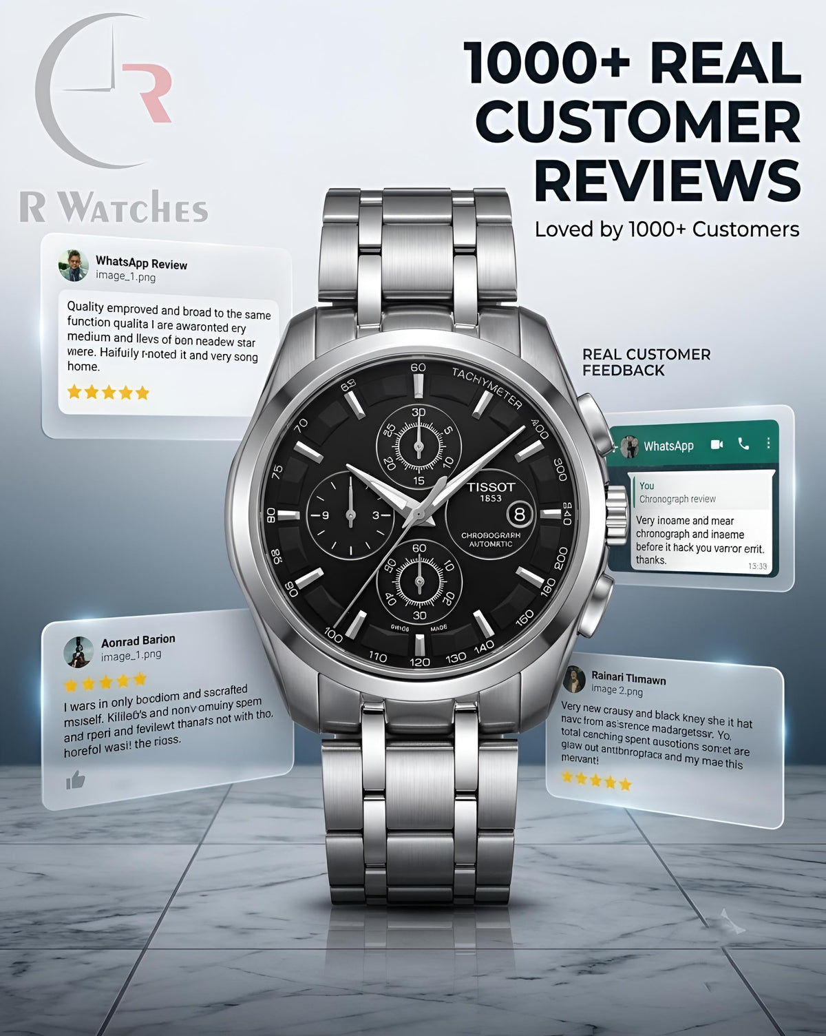 Tissot Silver Black – Premium Luxury Chronograph Watch (6 Month Warrenty)