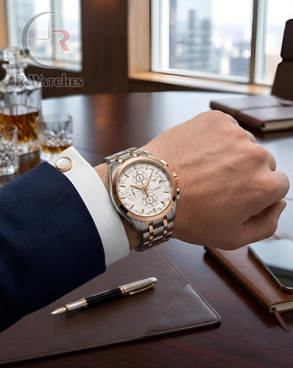Tissot Dual Tone White – Premium Luxury Chronograph Watch (6 Month Warrenty)